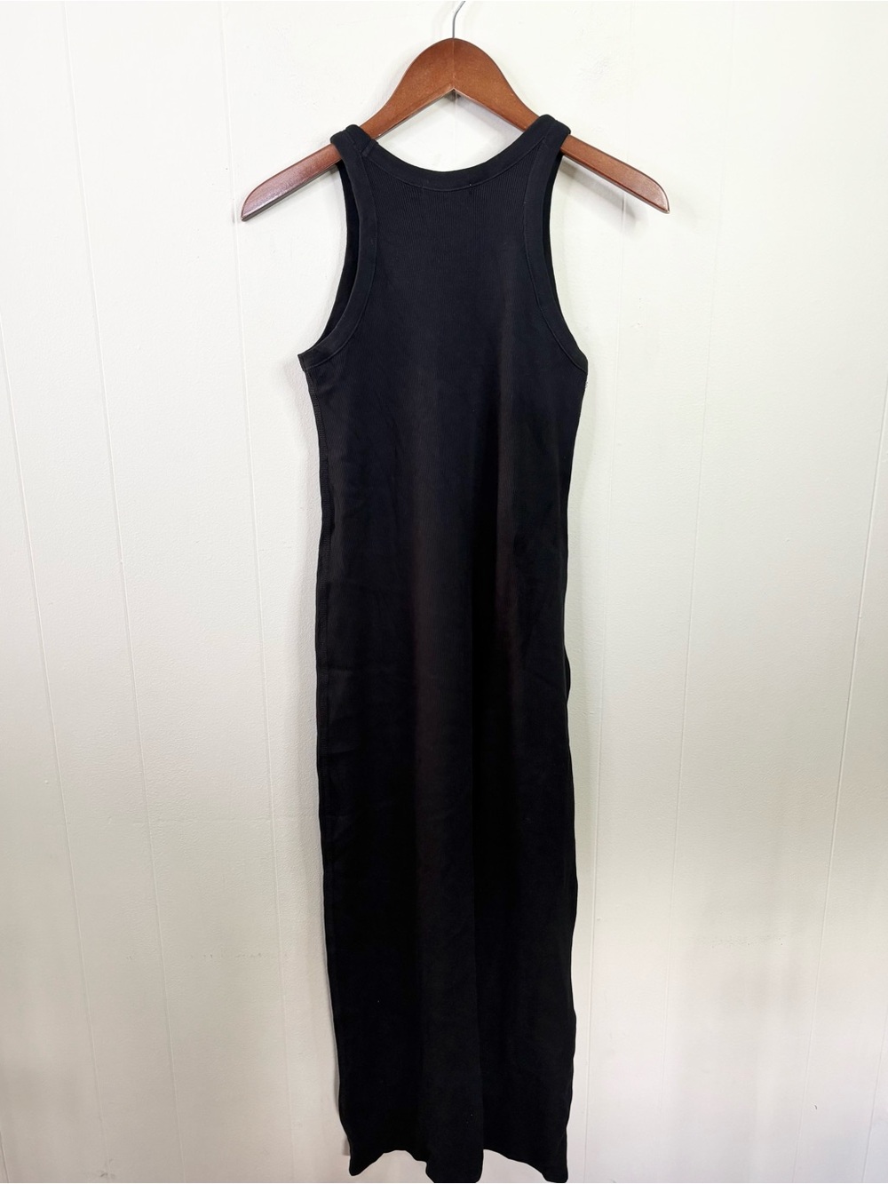Buck Mason black rib tank dress midi maxi size SM new minimalist stretch - Picture 5 of 5